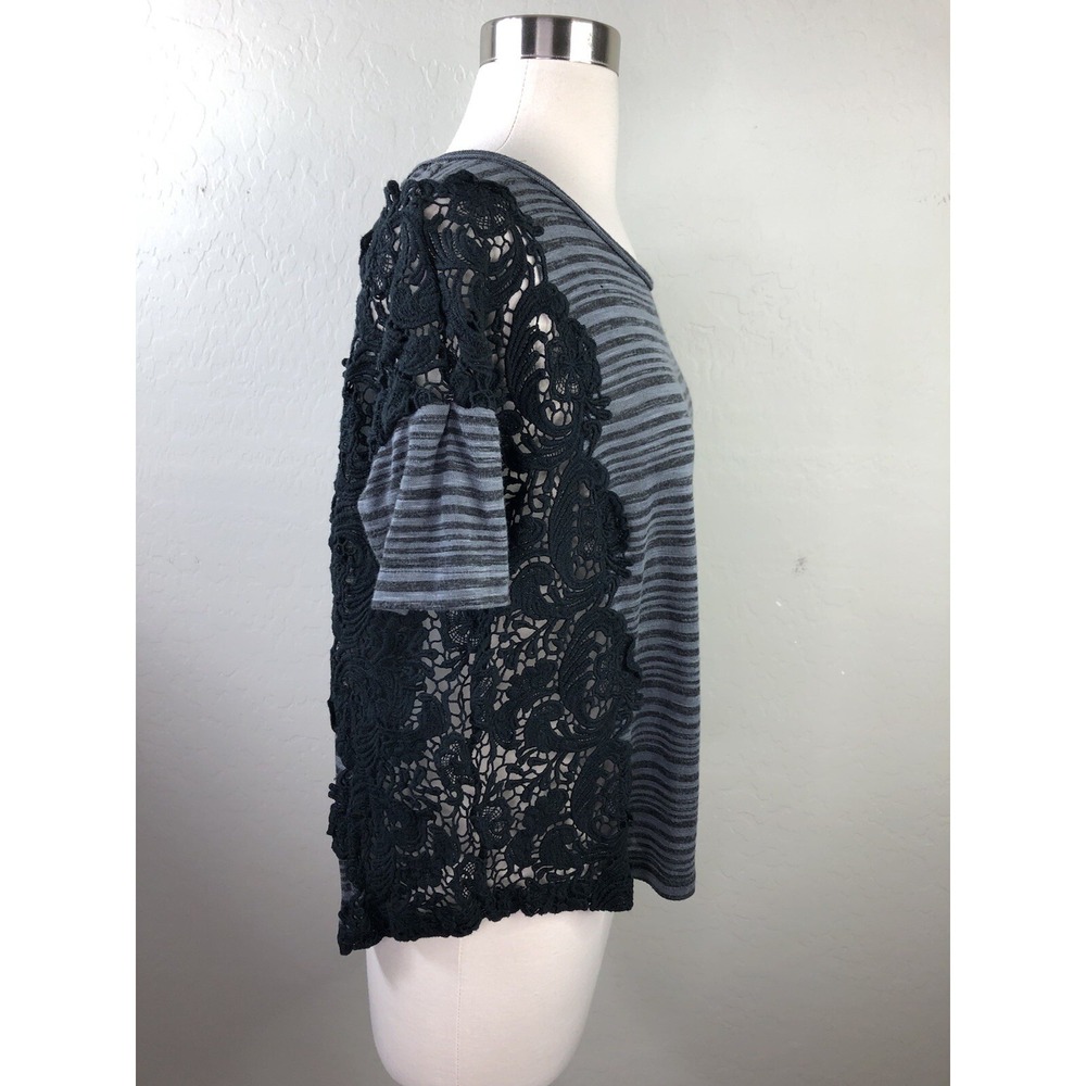 WE THE FREE Womens XS Crochet Side Shirt‎ Black Gray Free People - Picture 3 of 5
